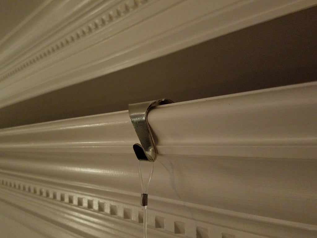 Art Display Systems ADS (Chrome/Silver) Large Molding Hook Kit with Looped Perlon Cord + Heavy Picture Hook - ART DISPLAY SYSTEMS