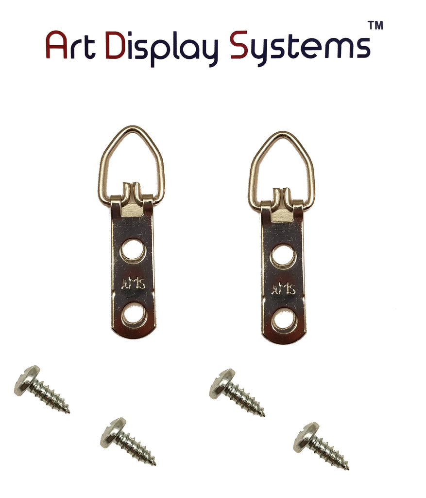AMS 2 Hole Narrow ZP D-Ring Hanger with 6 3/8 Screws – 100 Pack by Art Display Systems