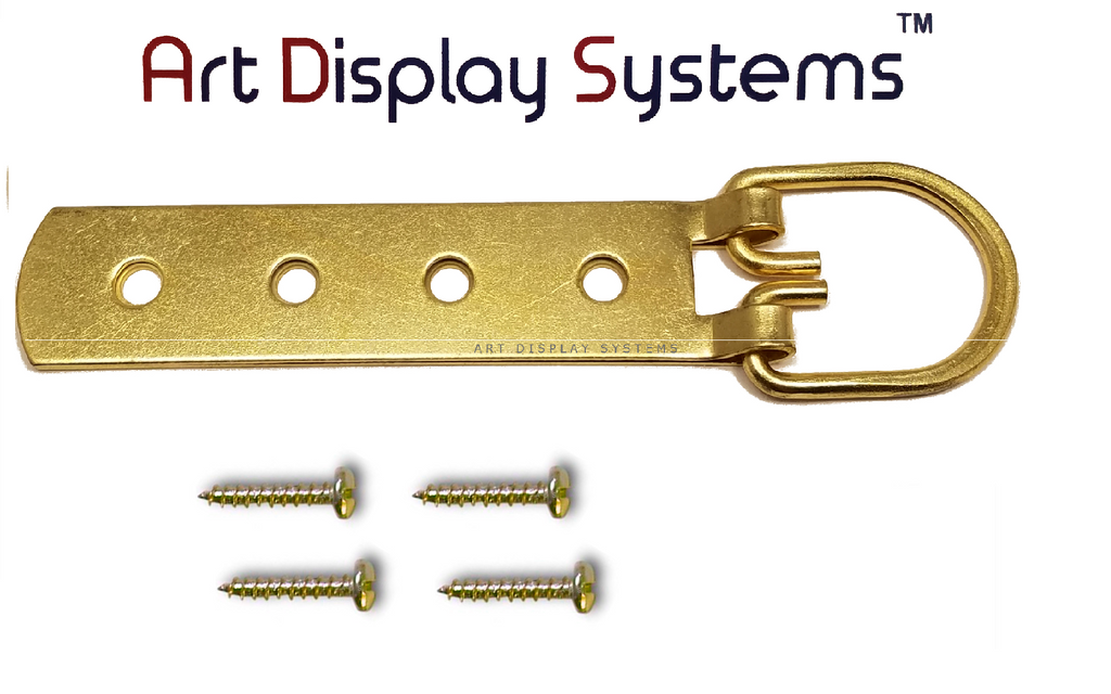 ADS Super Heavy Duty Extra Large Strap Hanger - 4 Hole Brass Plated D-Ring Hanger - 2 Pack