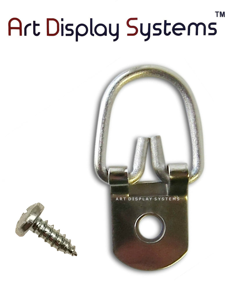Art Display Systems 1 Hole Heavy Duty ZP D-Ring Hanger with 6 3/8 Screws – Pro Quality – 100 Pack