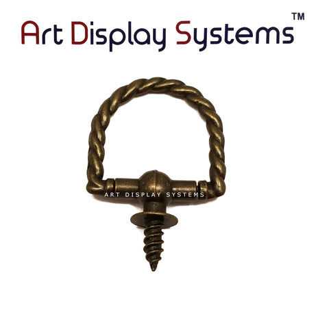 ADS Large Antique Brass Braided Decorative Hanger – Pro Quality – 5 Pack