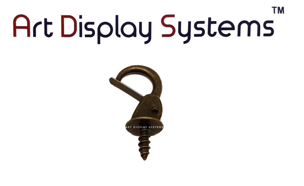 ADS Medium Antique Brass Security Cup Hook – Pro Quality – 10 Pack