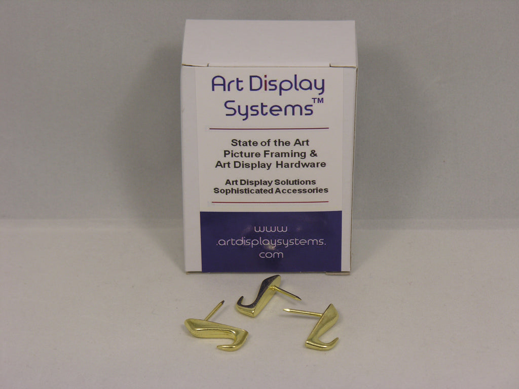 Brass Plated 20 LB Push Pin Hangers - ART DISPLAY SYSTEMS