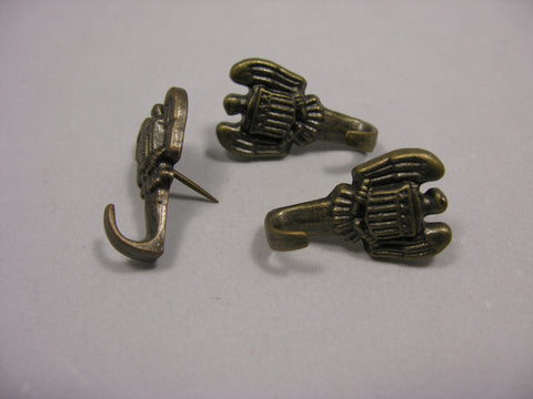 Antique Brass Plated Fleur Push Pin Hangers