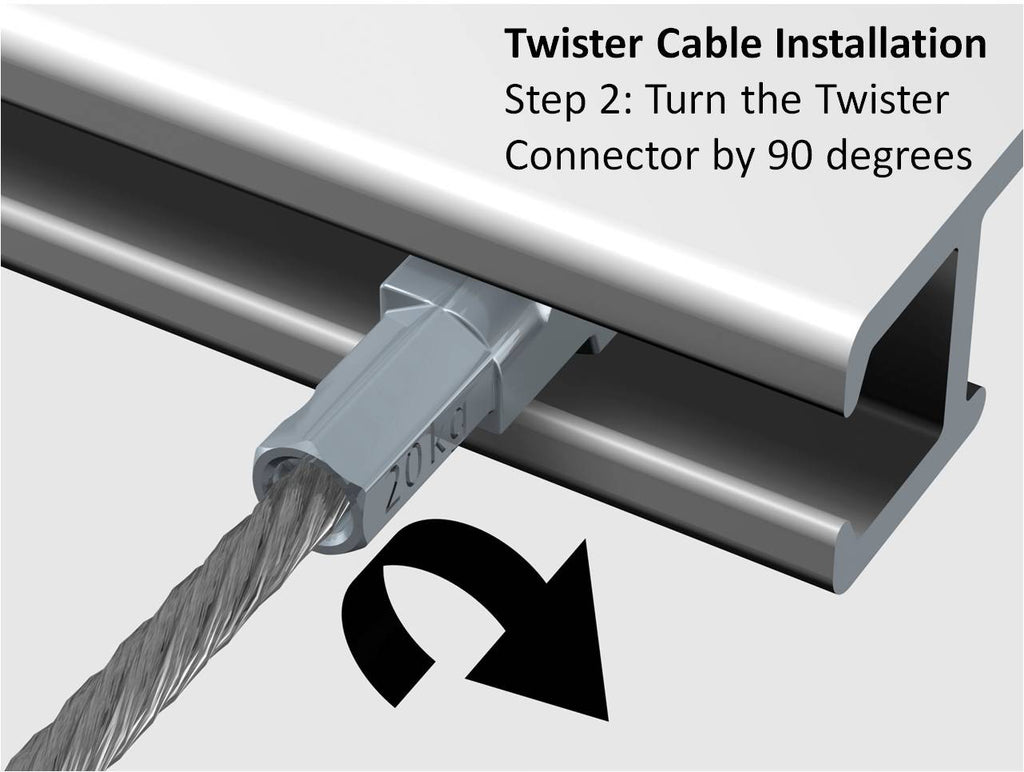 Starter Kit - Silver Click Rail with Twister Nylon Cables - ART DISPLAY SYSTEMS