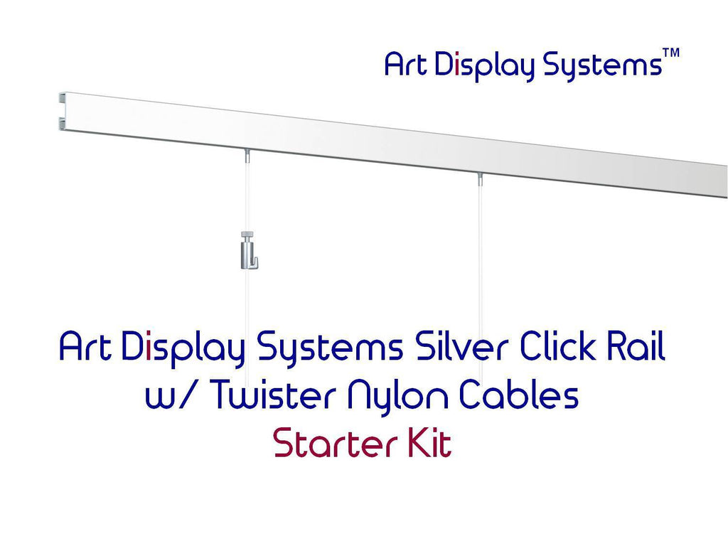 Art Display Systems Silver Click Rail w/ Twister Nylon Cables Starter Kit
