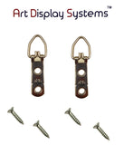 AMS 2 Hole Narrow ZP D-Ring Hanger with 4 1/2 Screws – 100 Pack Art Display Systems - ART DISPLAY SYSTEMS