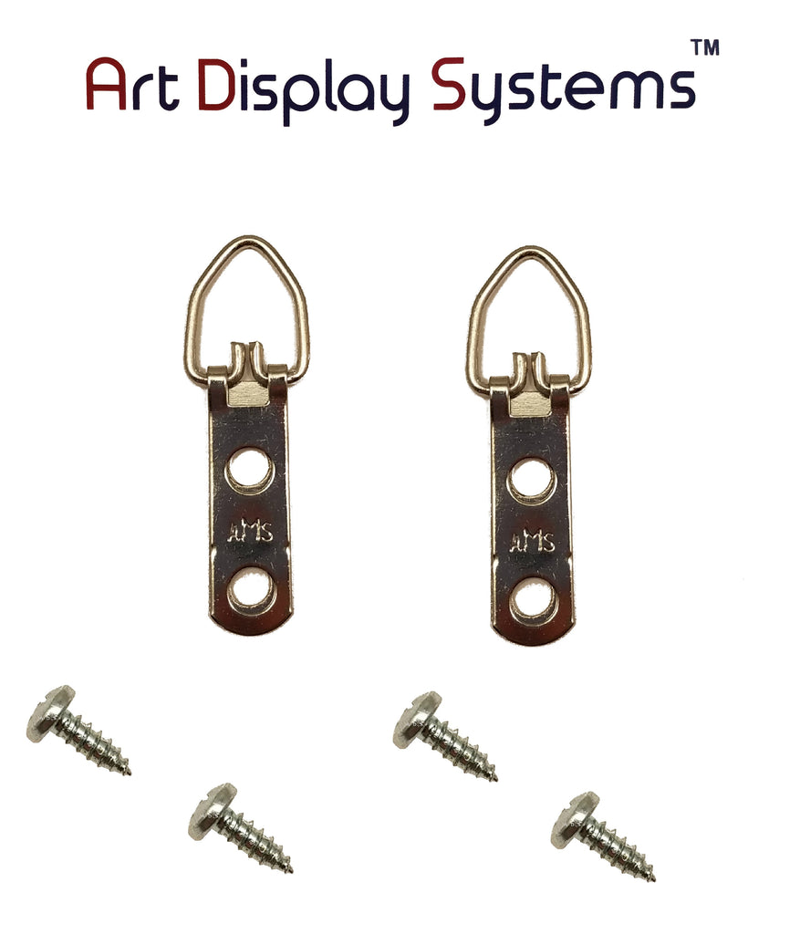 AMS 2 Hole Narrow ZP D-Ring Hanger with 6 3/8 Screws – 100 Pack by Art Display Systems - ART DISPLAY SYSTEMS