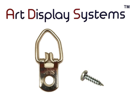 AMS 1 Hole Narrow BP D-Ring Hanger with 6 1/2 Screws – Pro Quality – 100 Pack by Art Display Systems