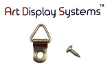 ADS 1 Hole Triangle ZP D-Ring Hanger with 6 3/8 Screws – Pro Quality – 100 Pack - ART DISPLAY SYSTEMS