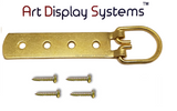 ADS Super Heavy Duty Extra Large Strap Hanger - 4 Hole Brass Plated D-Ring Hanger - 2 Pack - ART DISPLAY SYSTEMS