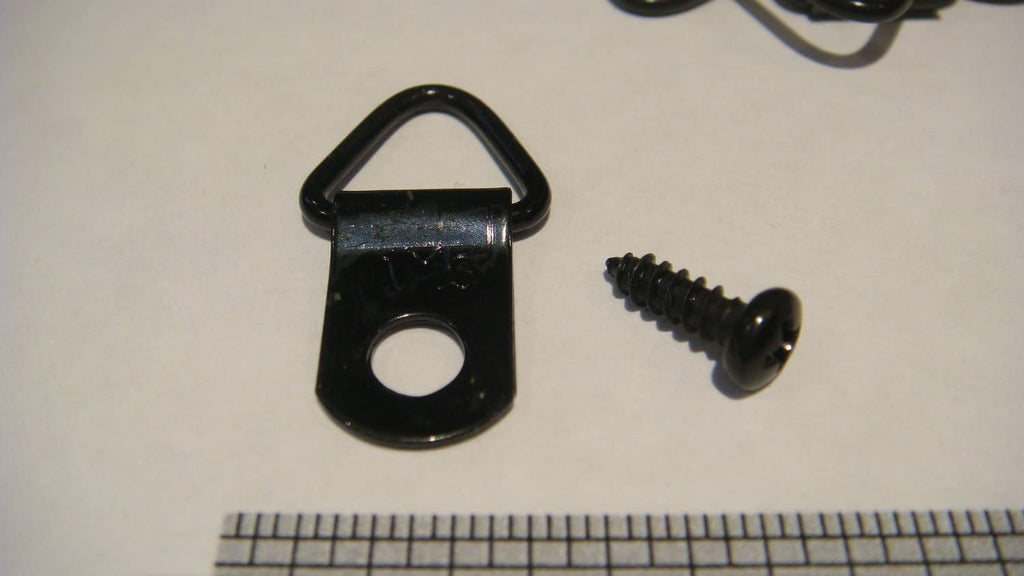 ADS - SMALL BLACK PLATED TRIANGLE HANGERS & #4-3/8" BLACK PLATED PAN HEAD PHILLIPS SCREWS