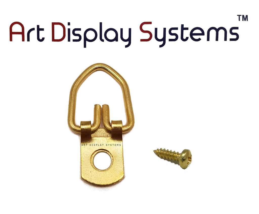 Art Display Systems 1 Hole Narrow BP D-Ring Hanger with 4 3/8 Screws – Pro Quality – 100 Pack - ART DISPLAY SYSTEMS