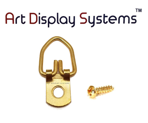 AMS 2 Hole Narrow ZP D-Ring Hanger with 6 3/8 Screws – 100 Pack by Art Display Systems