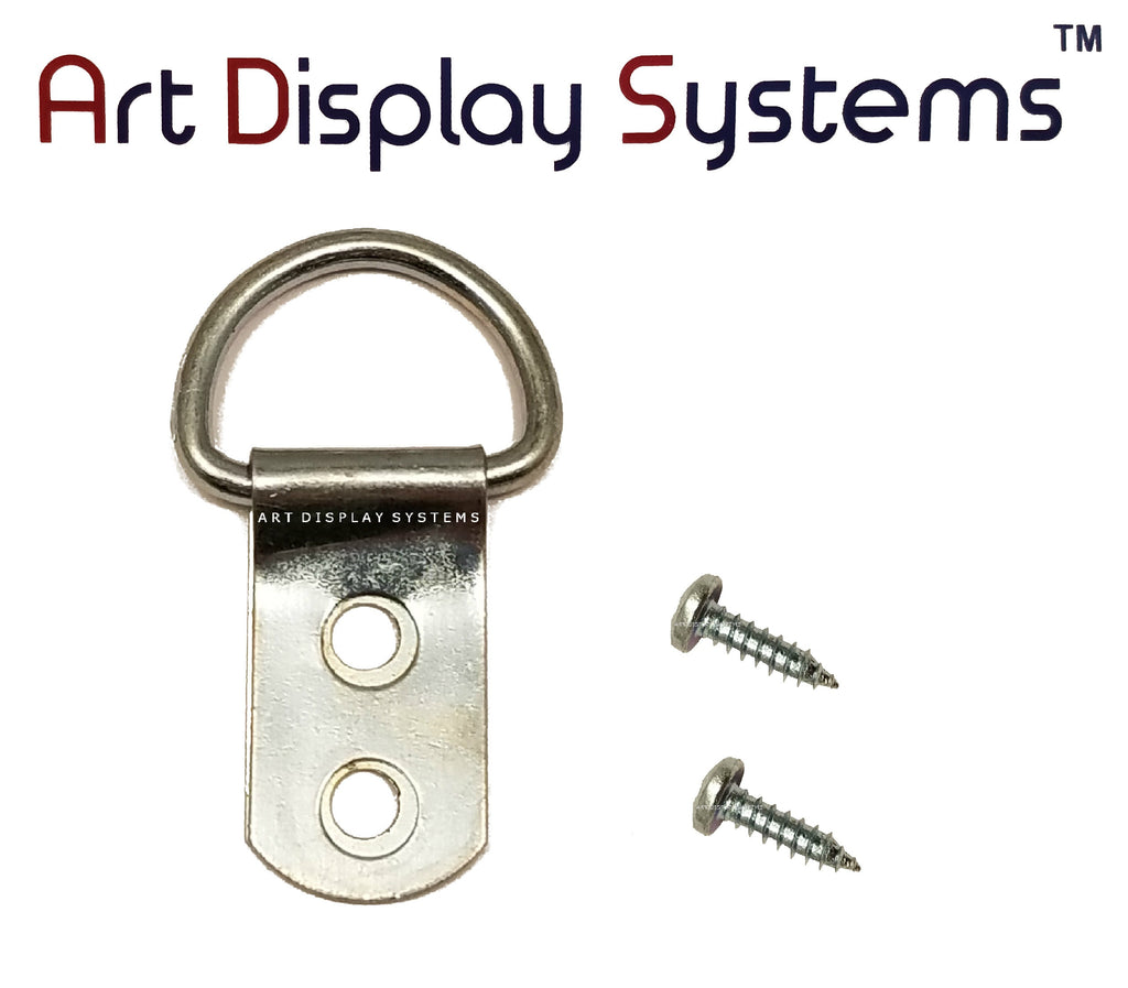 ADS 2 Hole Heavy Duty ZP D-Ring Hanger with 6 1/2 Screws – 50 Pack - ART DISPLAY SYSTEMS