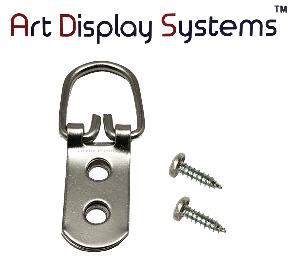 ADS Heavy Duty 2 Hole D-Ring Picture Hangers with Screws - 50 Pack - ART DISPLAY SYSTEMS