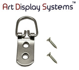 ADS 2 Hole Heavy Duty ZP D-Ring Hanger with 4 1/2 Screws – Pro Quality – 50 Pack - ART DISPLAY SYSTEMS