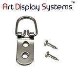ADS 2 Hole Heavy Duty ZP D-Ring Hanger with 6 1/2 Screws – Pro Quality – 50 Pack - ART DISPLAY SYSTEMS