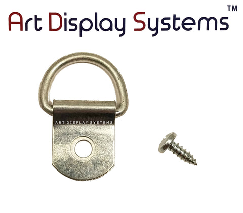 AMS 2 Hole Narrow ZP D-Ring Hanger with 6 3/8 Screws – 100 Pack by Art Display Systems