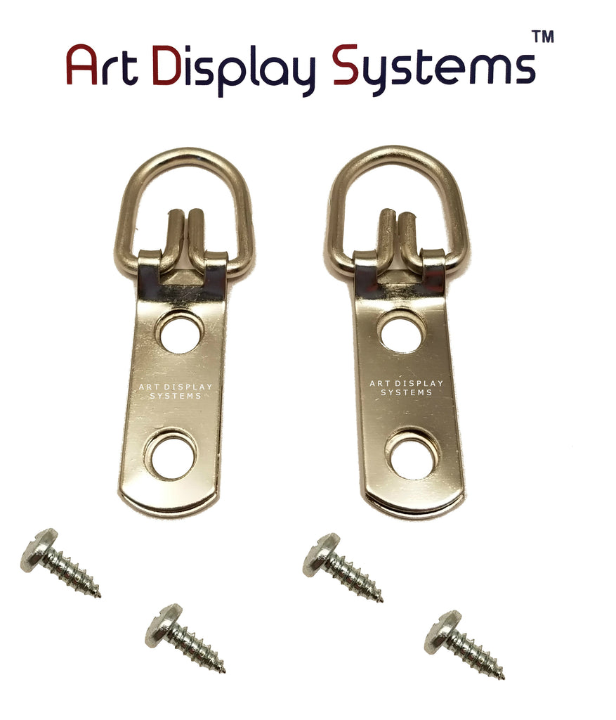 ADS 2 Hole Narrow ZP D-Ring Hanger with 6 3/8 Screws – Pro Quality – 100 Pack - ART DISPLAY SYSTEMS