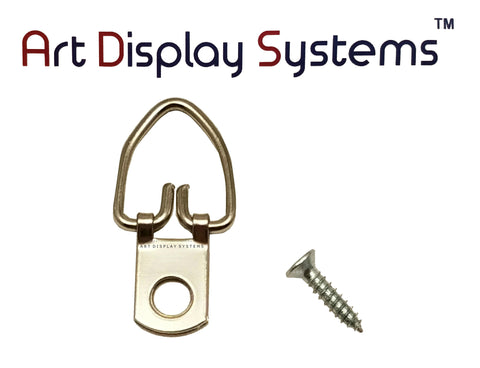 AMS 1 Hole Narrow BP D-Ring Hanger with 6 1/2 Screws – Pro Quality – 100 Pack by Art Display Systems