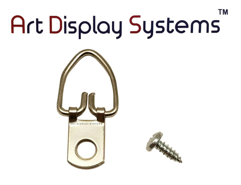 AMS 2 Hole Narrow ZP D-Ring Hanger with 6 3/8 Screws – 100 Pack by Art Display Systems