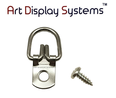 AMS 2 Hole Narrow ZP D-Ring Hanger with 6 3/8 Screws – 100 Pack by Art Display Systems