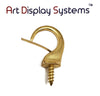 ADS Large Brass Security Cup Hook – Pro Quality – 10 Pack - ART DISPLAY SYSTEMS