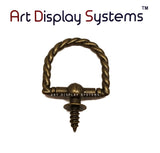 ADS Large Antique Brass Braided Decorative Hanger – Pro Quality – 5 Pack - ART DISPLAY SYSTEMS