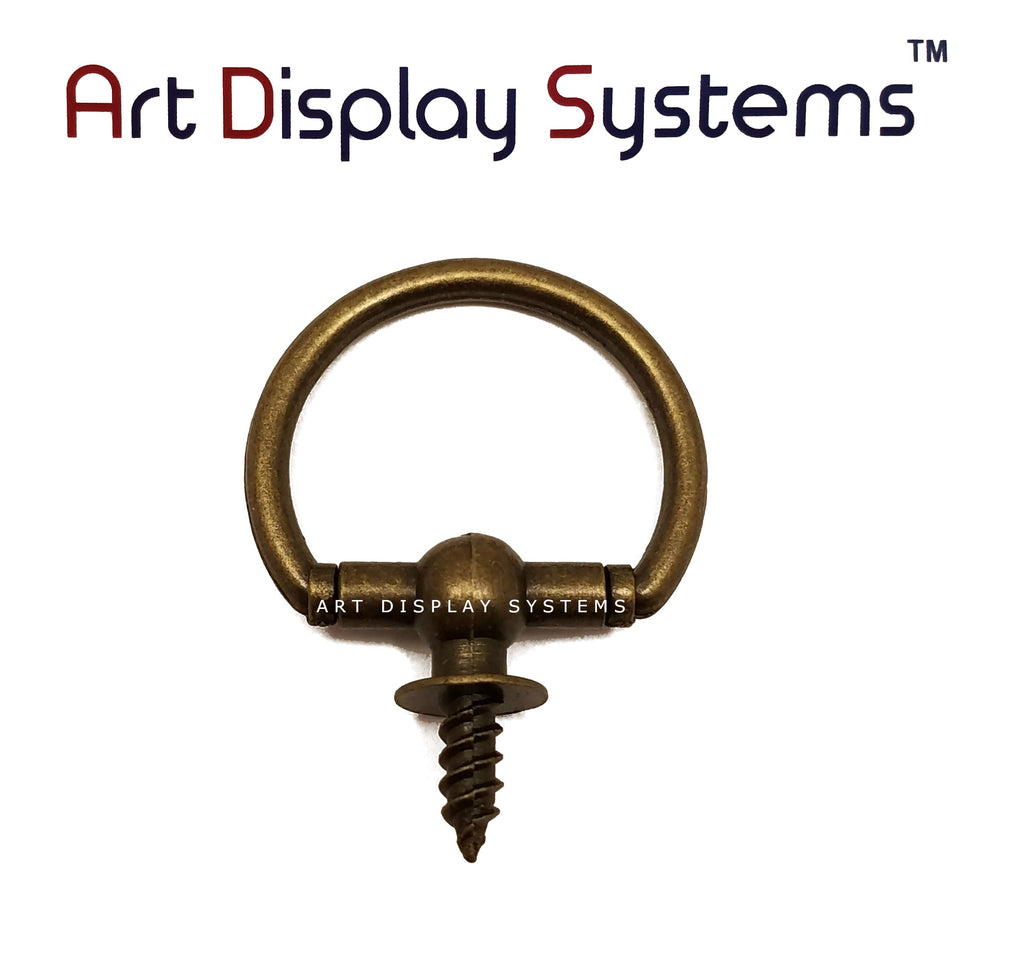 ADS Large Antique Brass Oval Decorative Hanger – Pro Quality – 10 Pack - ART DISPLAY SYSTEMS