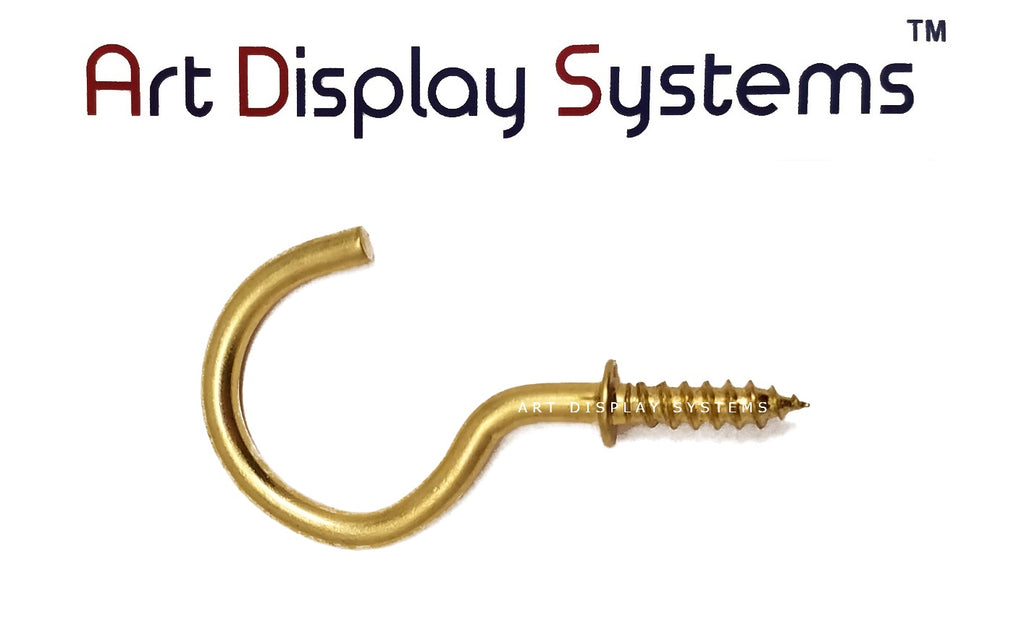 ADS Large Brass Cup Hook – Pro Quality – 50 Pack - ART DISPLAY SYSTEMS