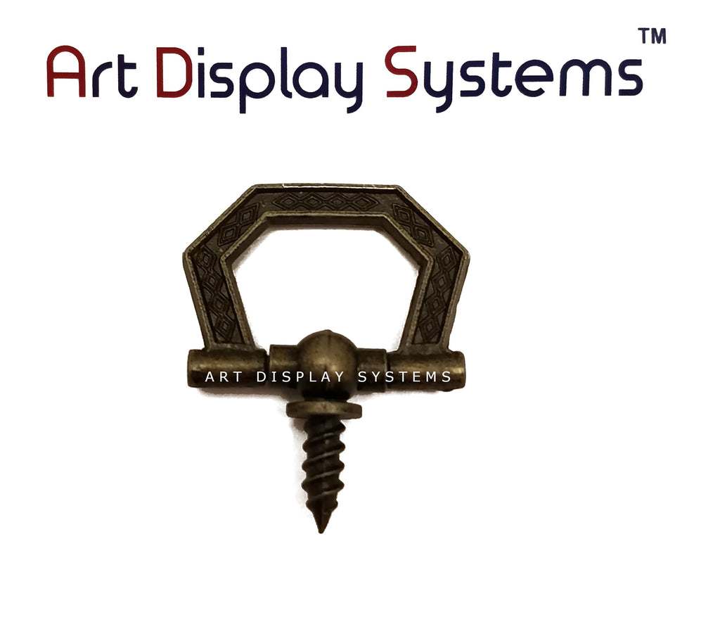 ADS Small Antique Brass Hexagonal Decorative Hanger – Pro Quality – 15 Pack - ART DISPLAY SYSTEMS