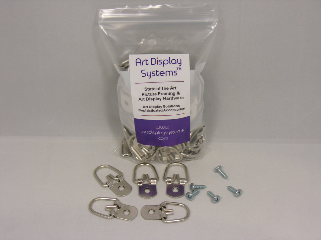 Heavy Duty D-Ring Picture Hangers with #8-1/2" Screws - ART DISPLAY SYSTEMS