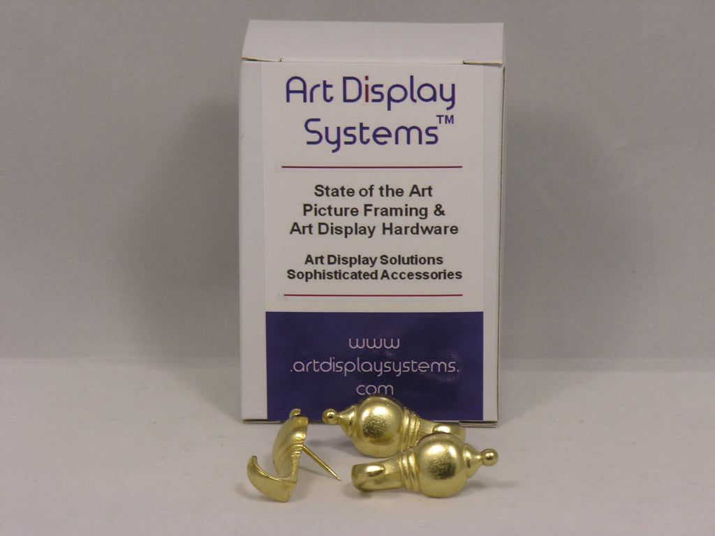 Brass Plated Colonial Push Pin Hangers - ART DISPLAY SYSTEMS