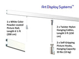 Starter Kit - White Click Rail with Twister Nylon Cables - ART DISPLAY SYSTEMS