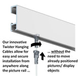 Starter Kit - Silver Click Rail with Twister Nylon Cables - ART DISPLAY SYSTEMS