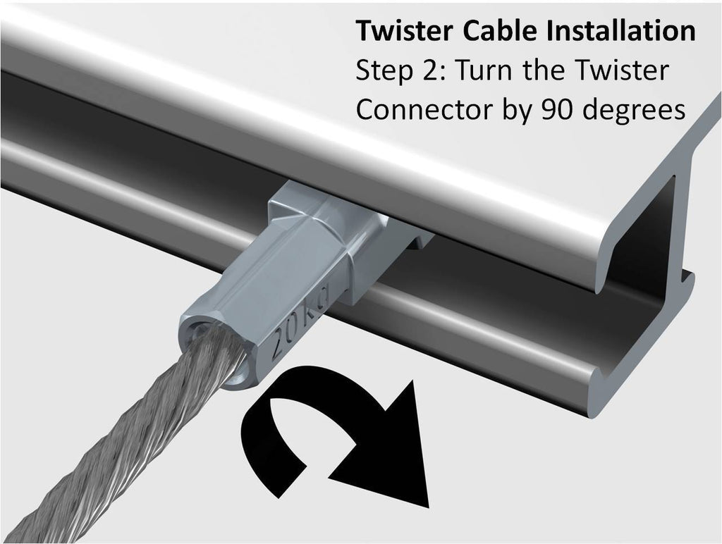 Art Display Systems Silver Click Rail w/ Twister Steel Cables Starter Kit - ART DISPLAY SYSTEMS